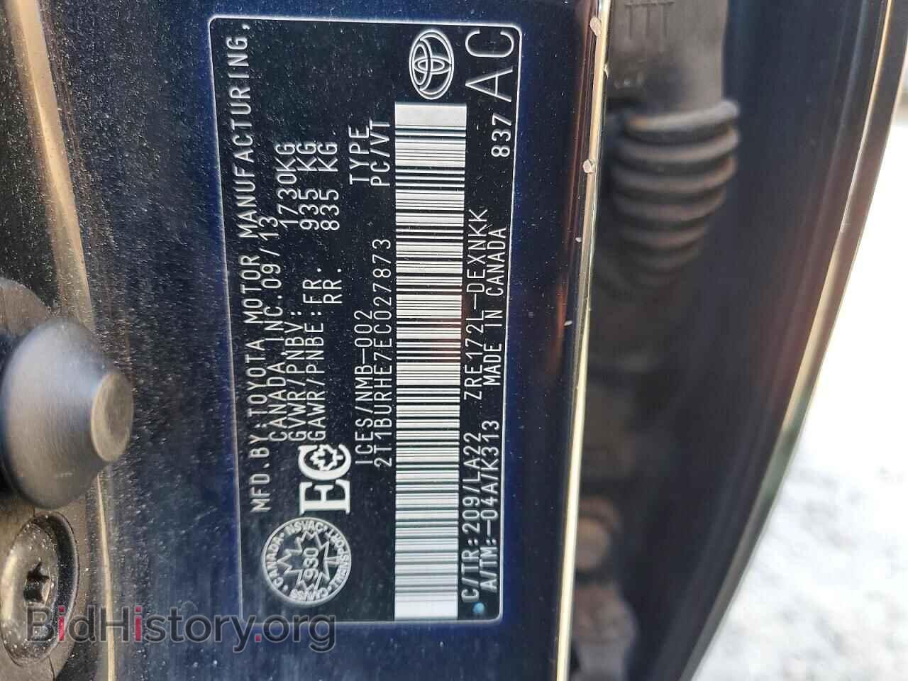 2014 TOYOTA COROLLA - VIN: 2T1BURHE7EC027873 - Фото 13