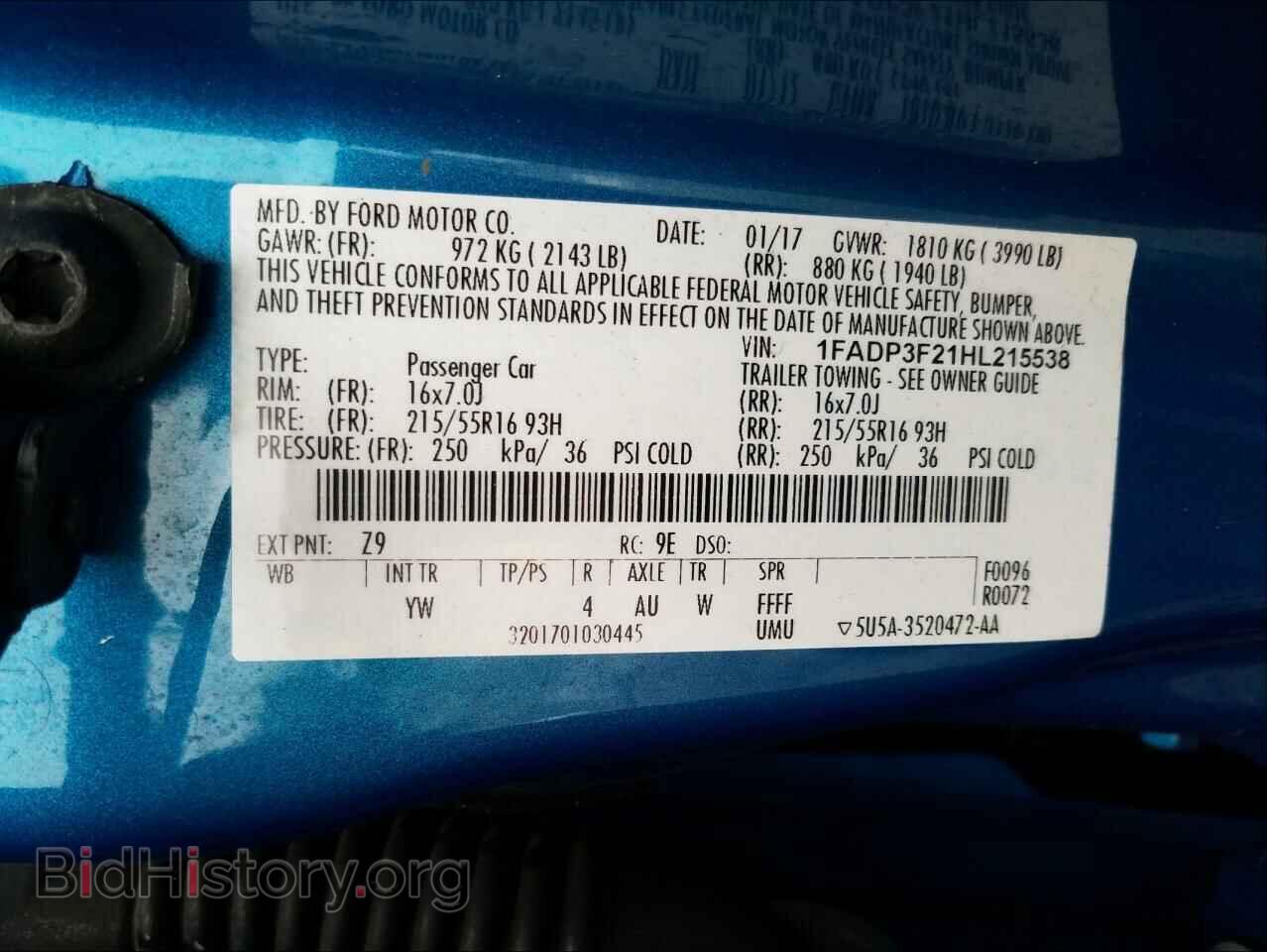 2017 FORD FOCUS - VIN: 1FADP3F21HL215538 - Фото 10