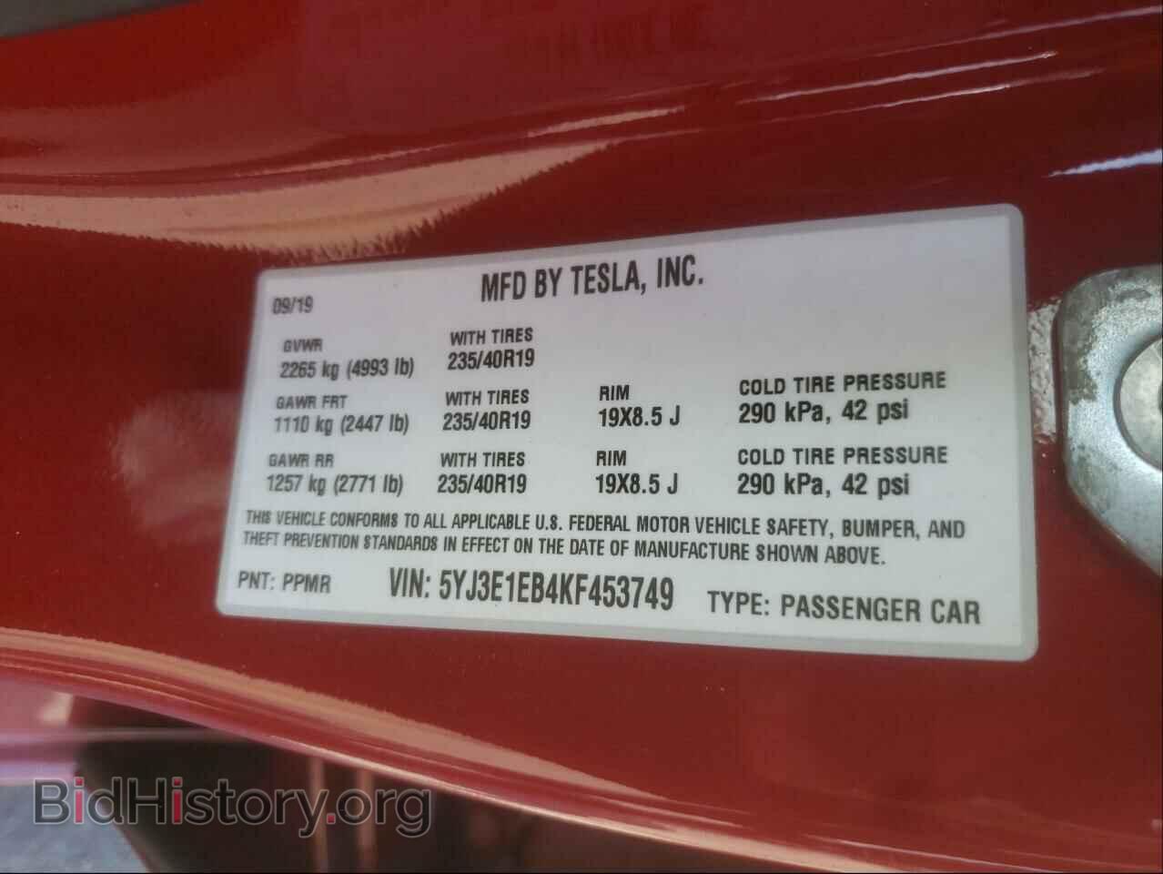 2019 TESLA MODEL 3 - VIN: 5YJ3E1EB4KF453749 - Photo 10