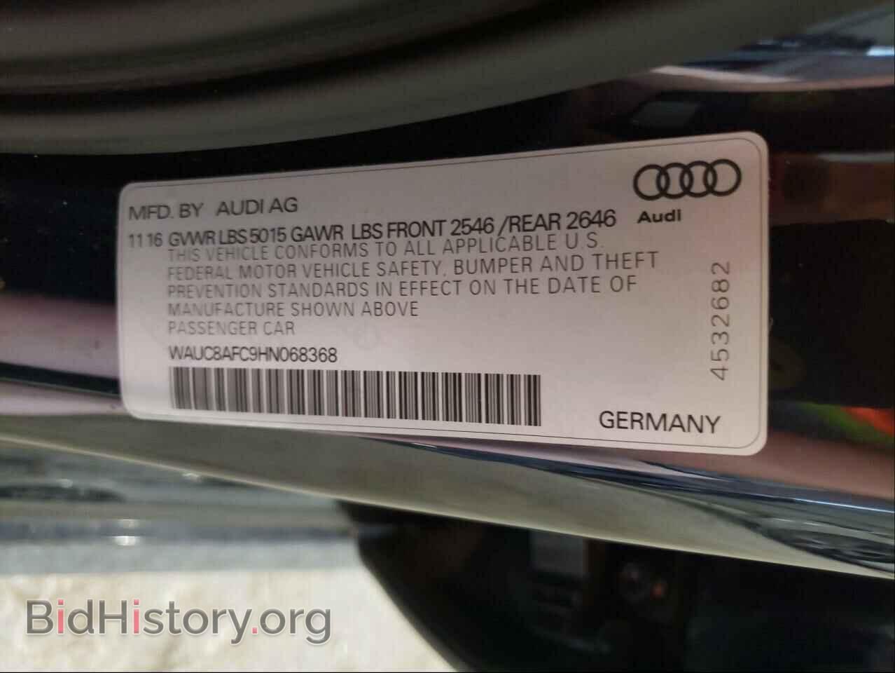 2017 AUDI A6 - VIN: WAUC8AFC9HN068368 - Фото 10