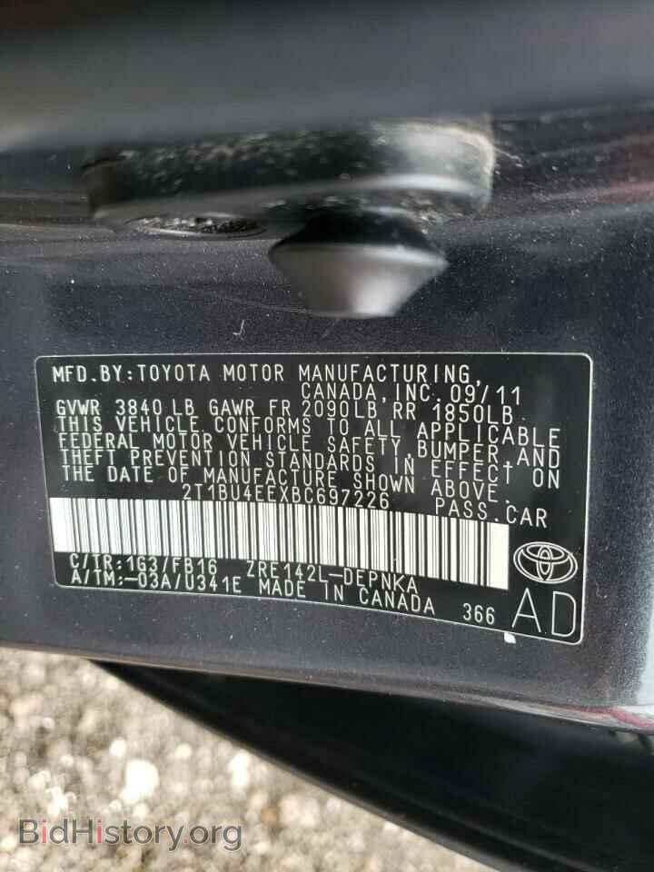 2011 TOYOTA COROLLA - VIN: 2T1BU4EEXBC697226 - Фото 10