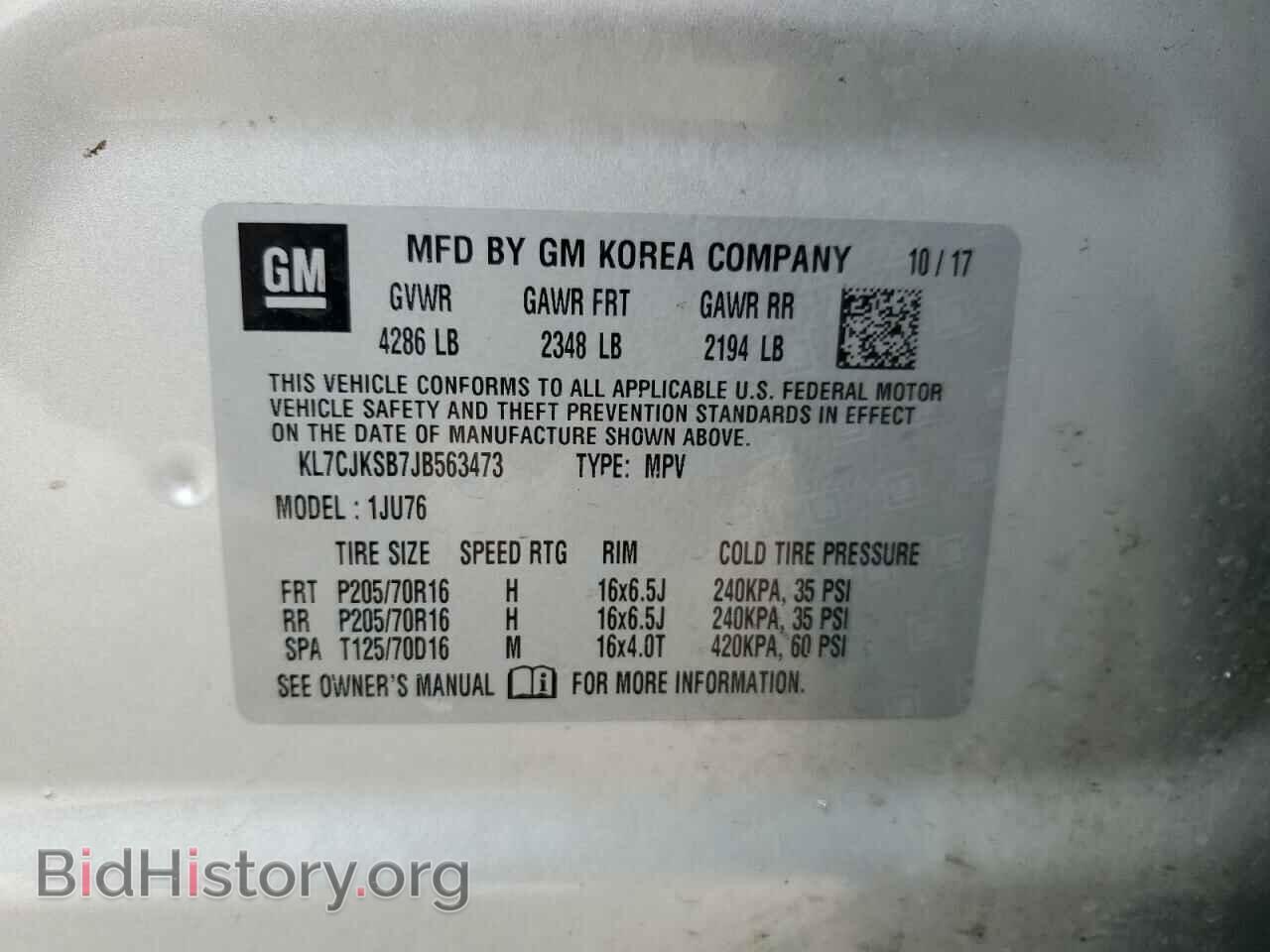 2018 CHEVROLET TRAX - VIN: KL7CJKSB7JB563473 - Photo 12