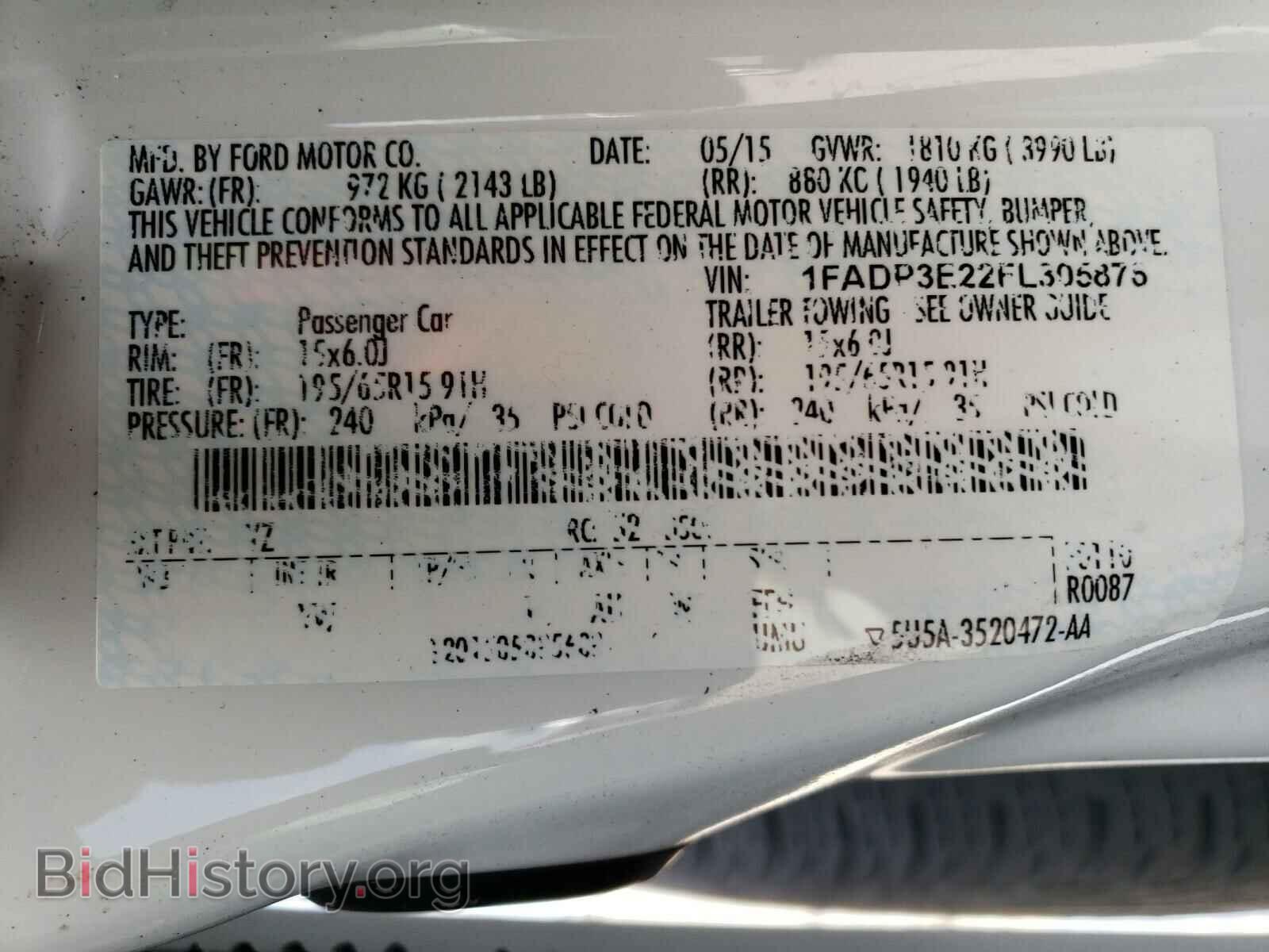 2015 FORD FOCUS - VIN: 1FADP3E22FL305876 - Фото 10