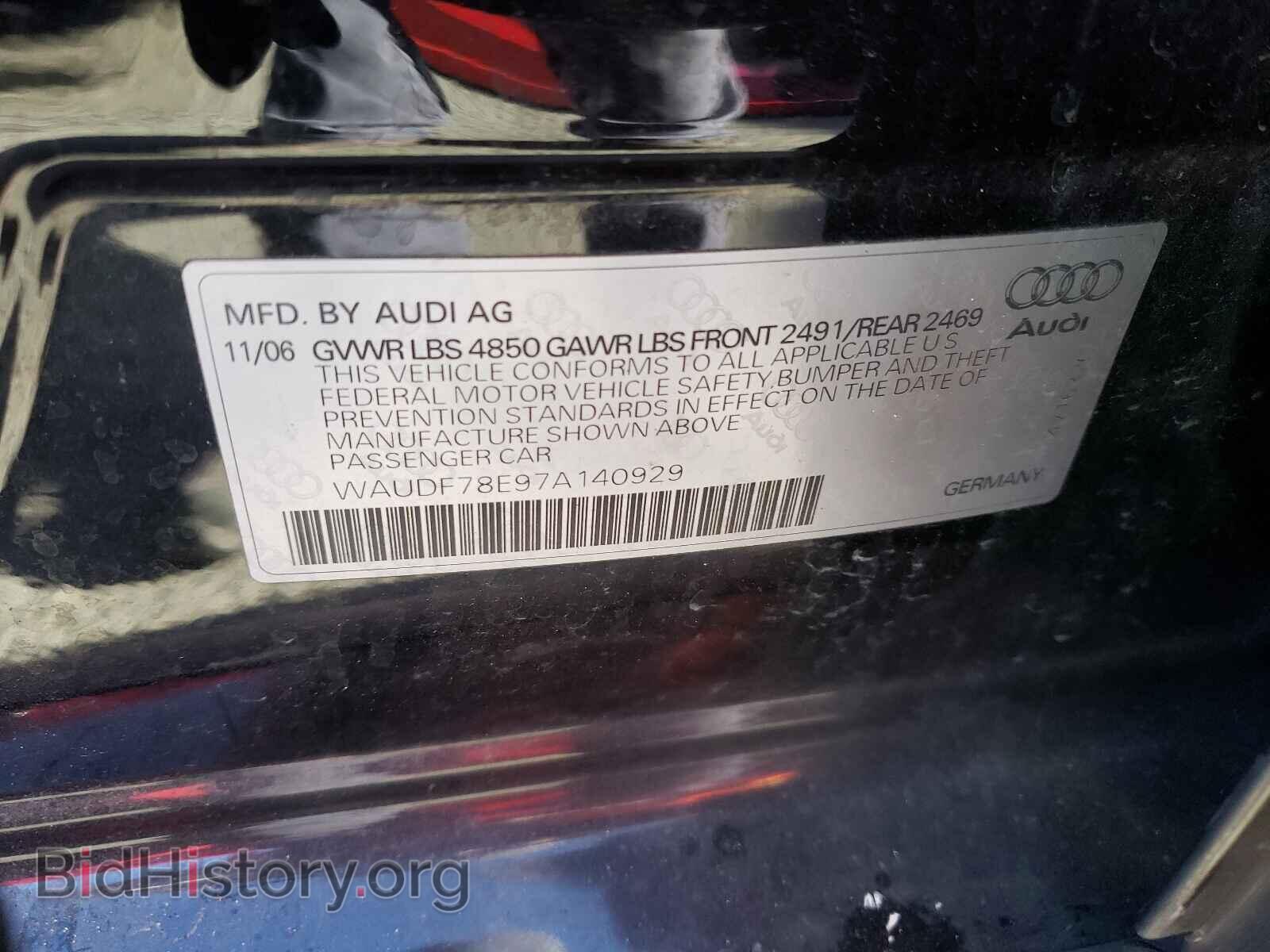2007 AUDI A4 - VIN: WAUDF78E97A140929 - Photo 10