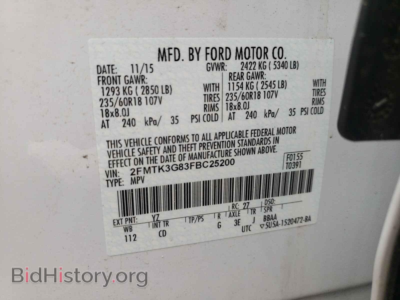 2015 FORD EDGE - VIN: 2FMTK3G83FBC25200 - Фото 10