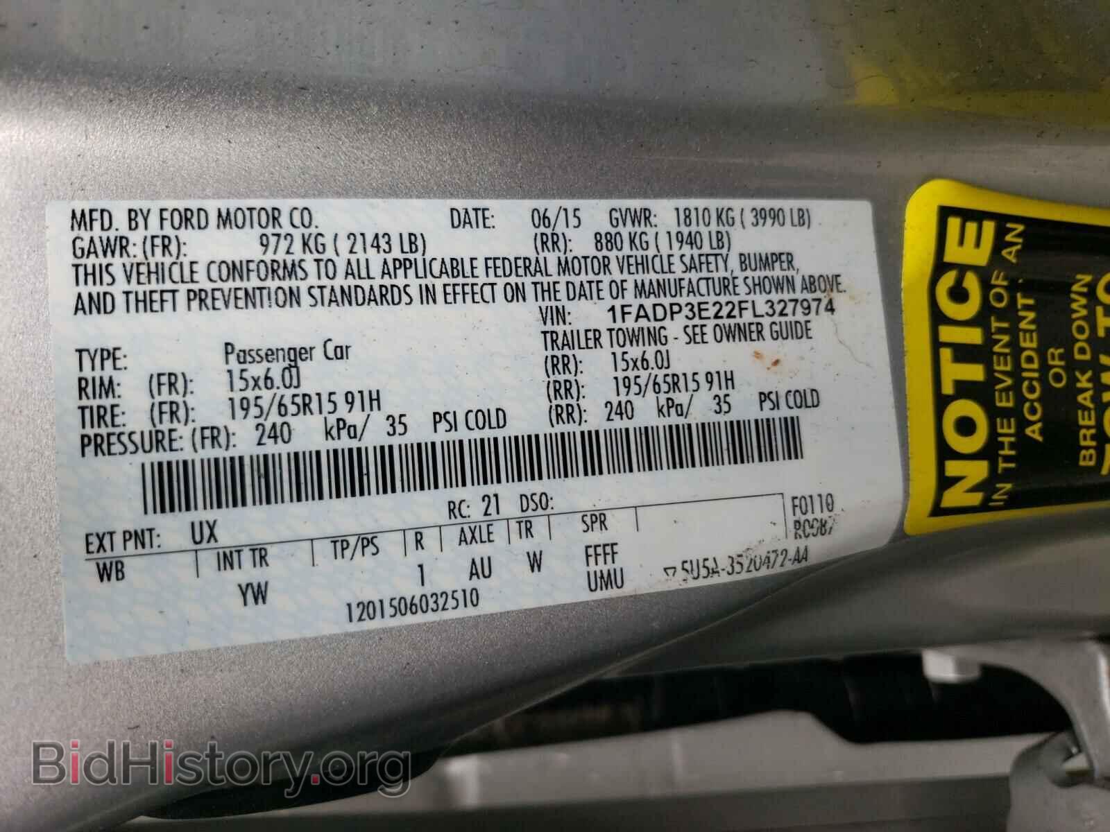 2015 FORD FOCUS - VIN: 1FADP3E22FL327974 - Фото 10