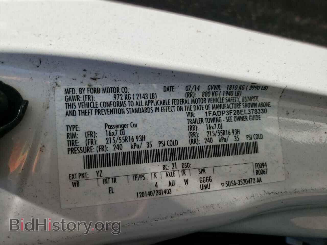 2014 FORD FOCUS - VIN: 1FADP3F28EL378330 - Фото 10