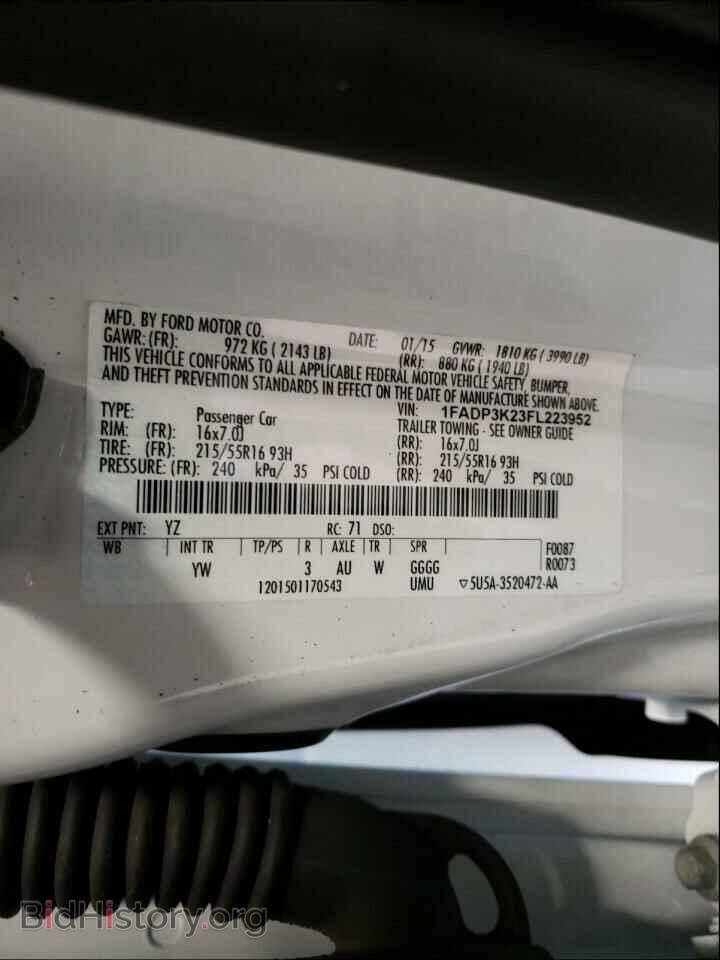 2015 FORD FOCUS - VIN: 1FADP3K23FL223952 - Фото 10