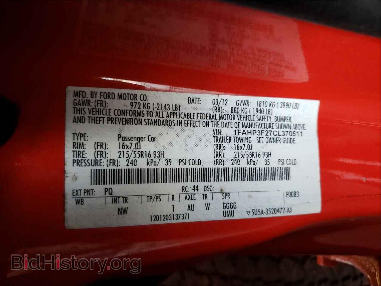 2012 FORD FOCUS - VIN: 1FAHP3F27CL370511 - Photo 10