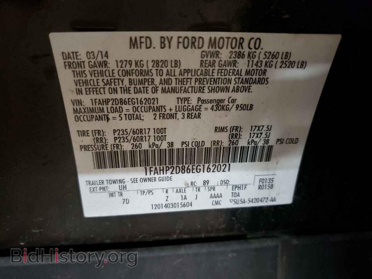 2014 FORD TAURUS - VIN: 1FAHP2D86EG162021 - Фото 10