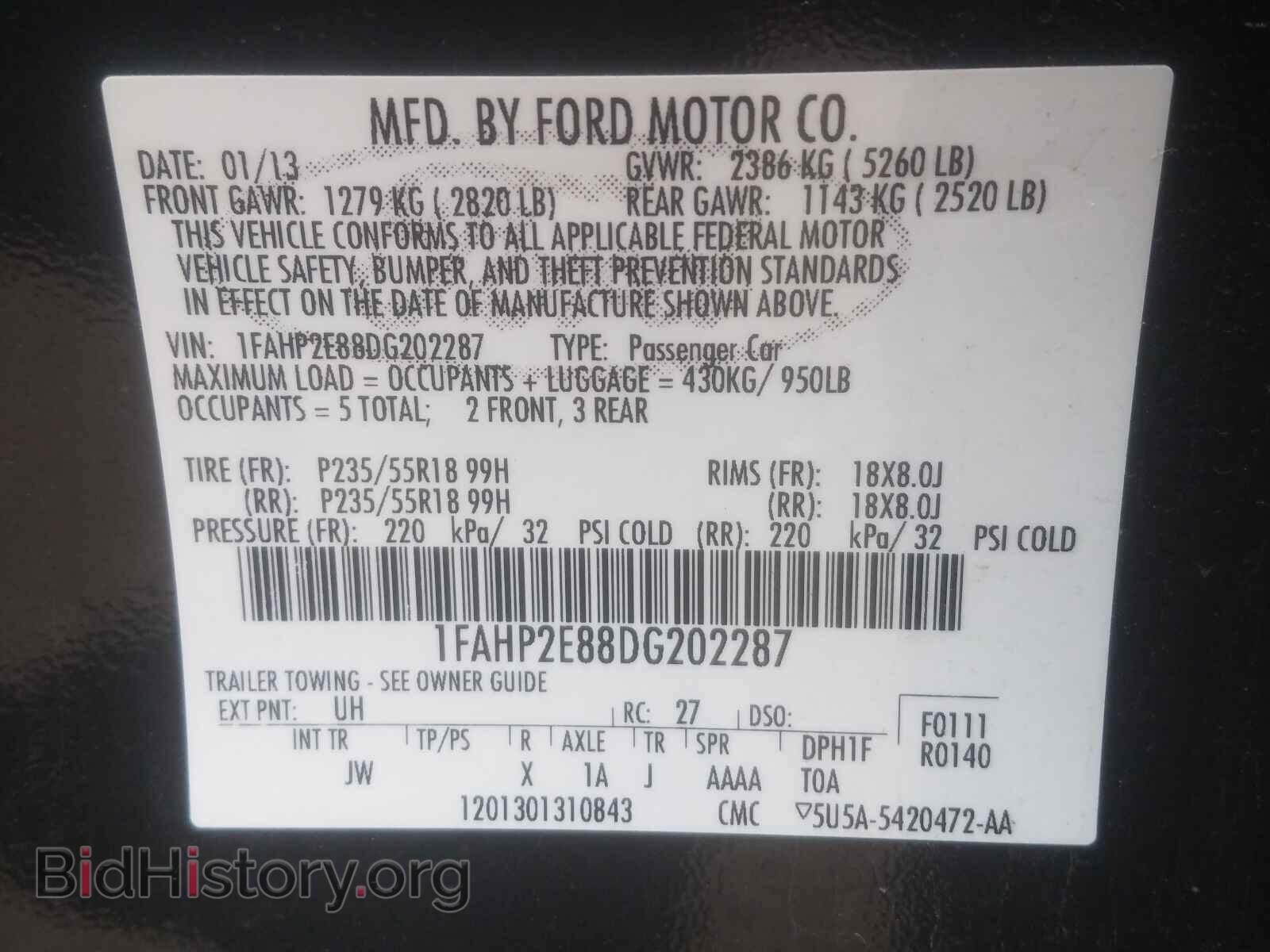 2013 FORD TAURUS - VIN: 1FAHP2E88DG202287 - Photo 10