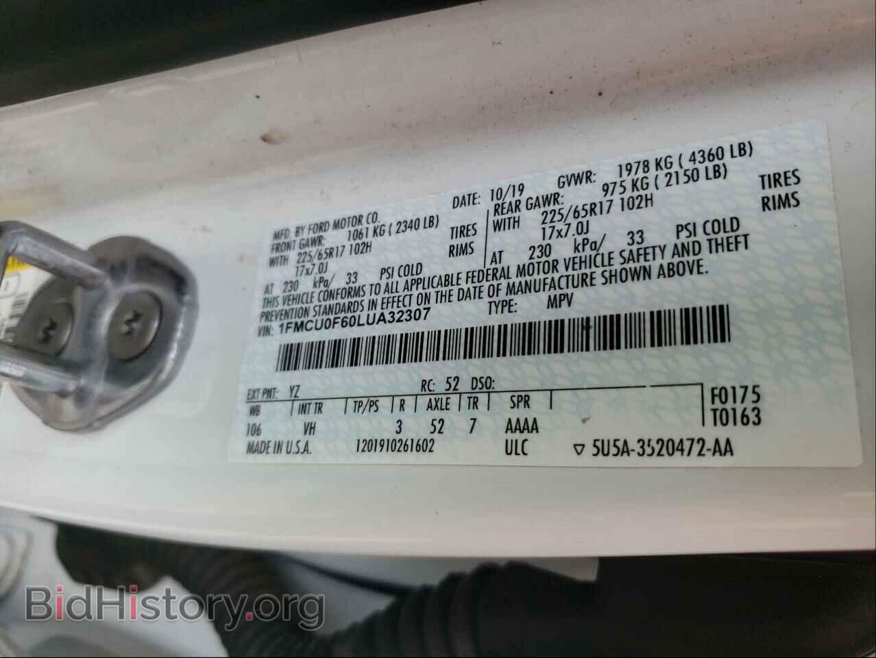 2020 FORD ESCAPE - VIN: 1FMCU0F60LUA32307 - Photo 10