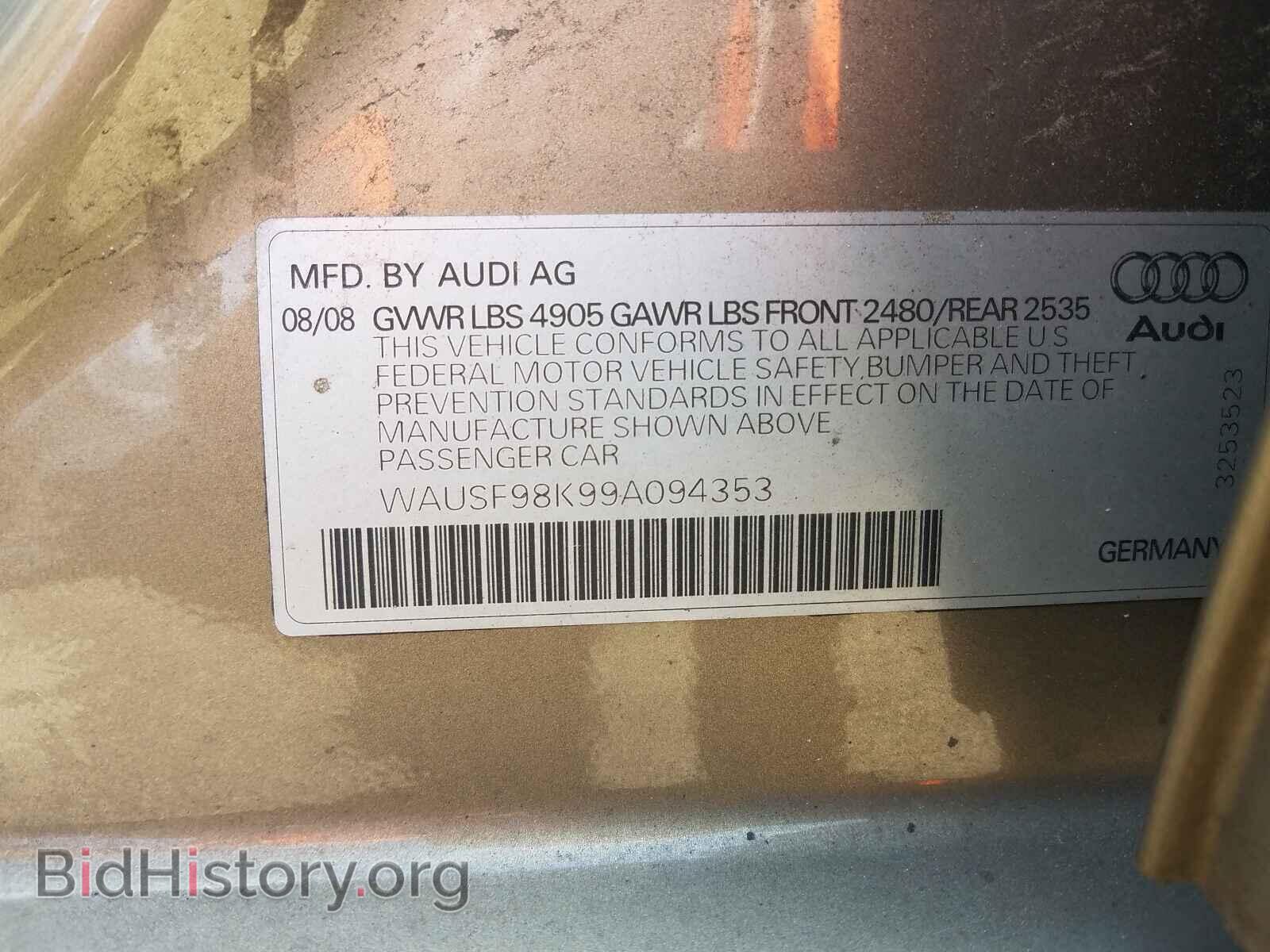 2009 AUDI A4 - VIN: WAUSF98K99A094353 - Фото 10