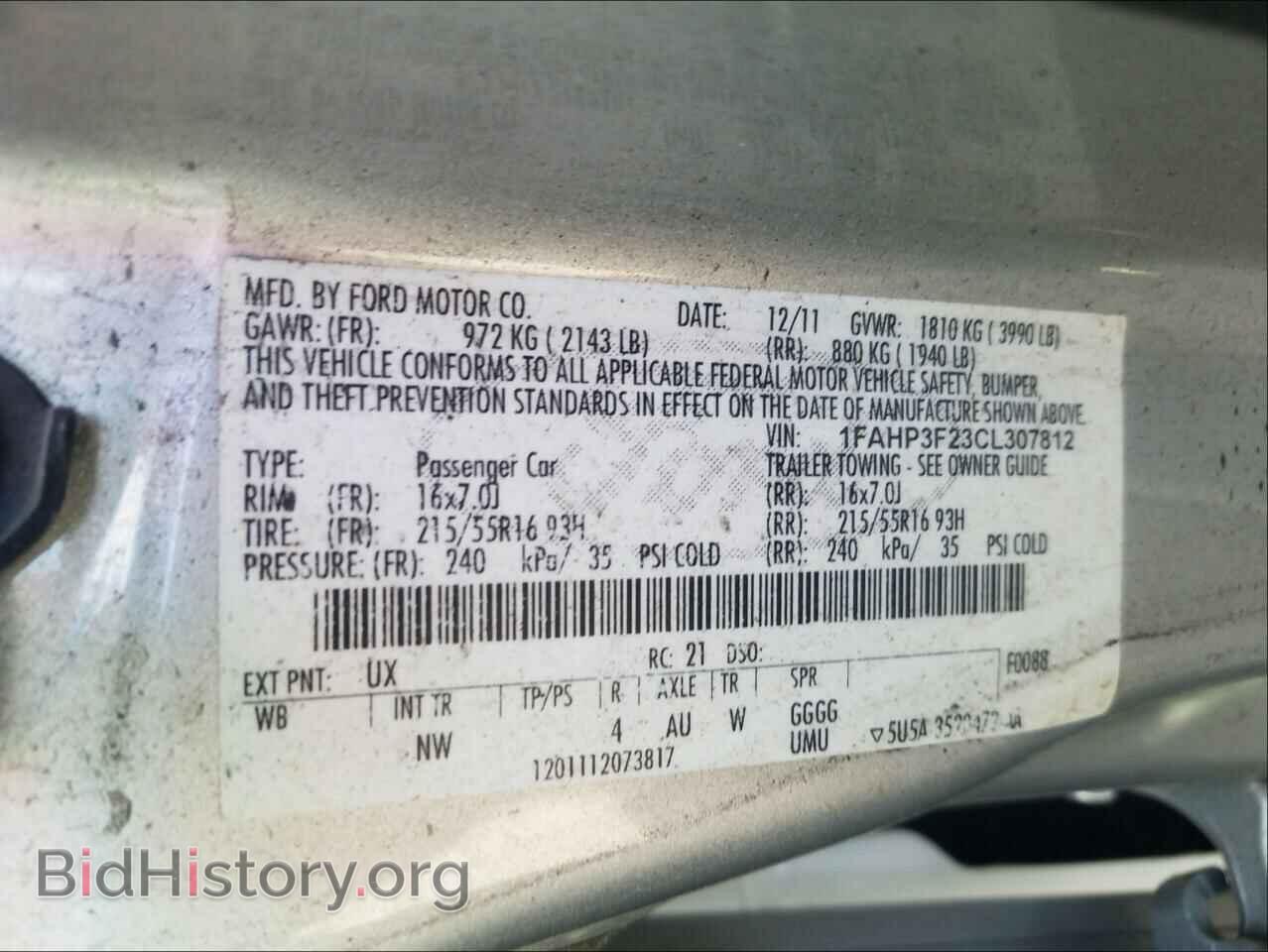 2012 FORD FOCUS - VIN: 1FAHP3F23CL307812 - Фото 10