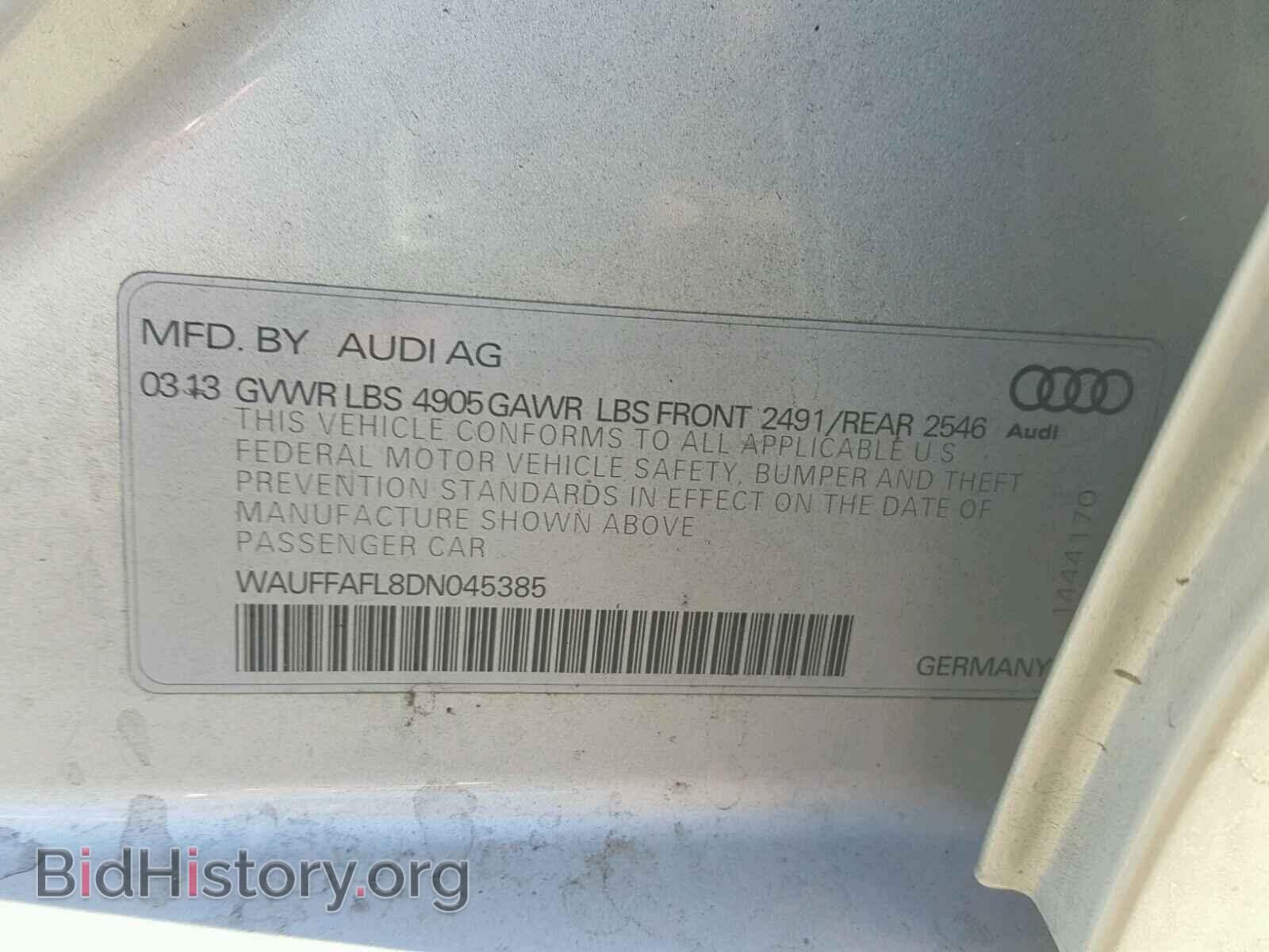 2013 AUDI A4 - VIN: WAUFFAFL8DN045385 - Фото 10