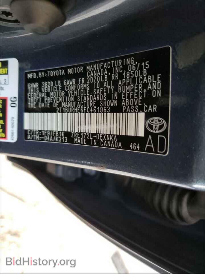 2015 TOYOTA COROLLA - VIN: 2T1BURHE6FC461963 - Фото 10