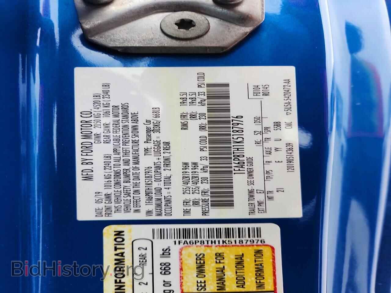 2019 FORD MUSTANG - VIN: 1FA6P8TH1K5187976 - Фото 13