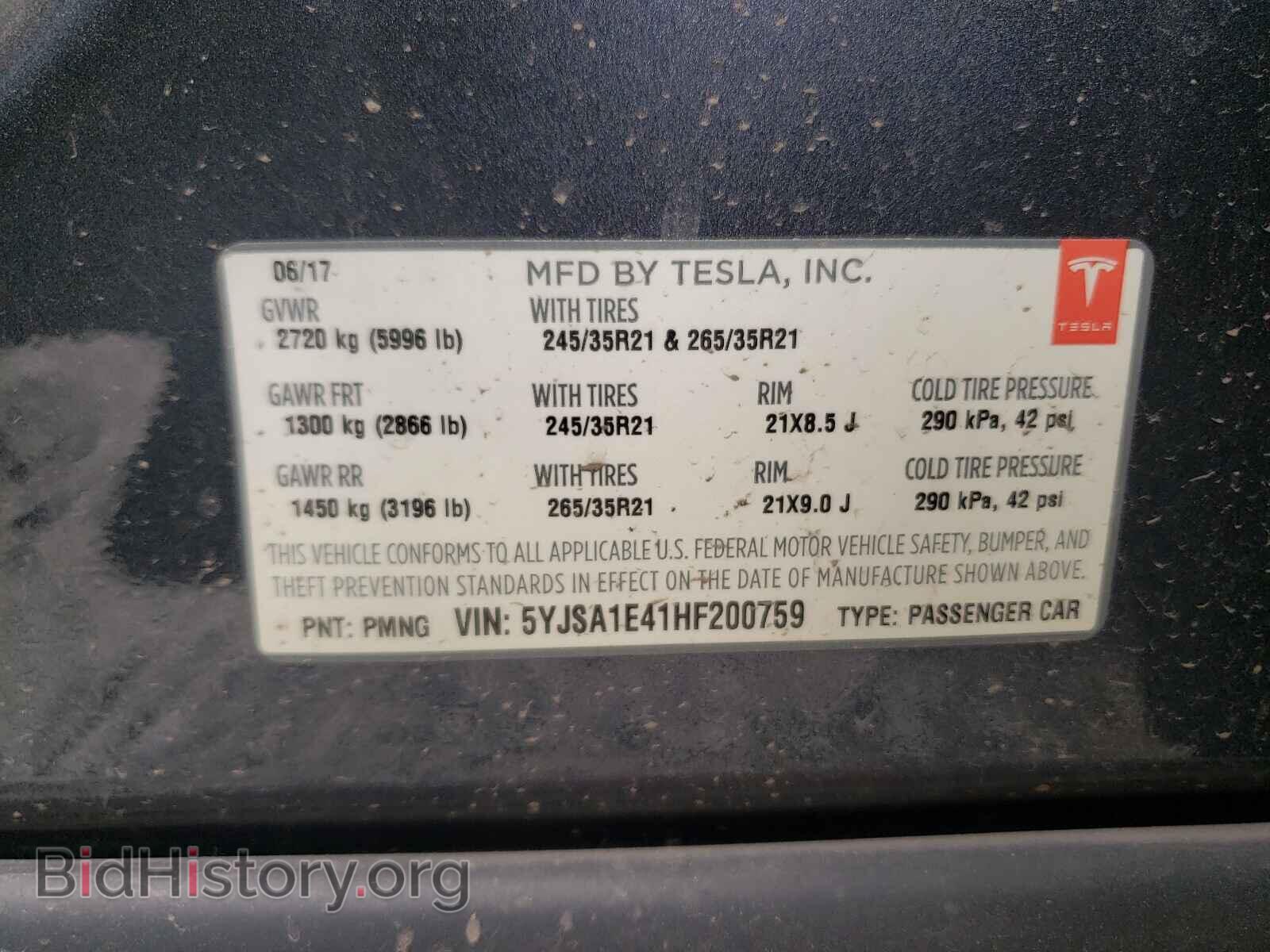 2017 TESLA MODEL S - VIN: 5YJSA1E41HF200759 - Photo 10
