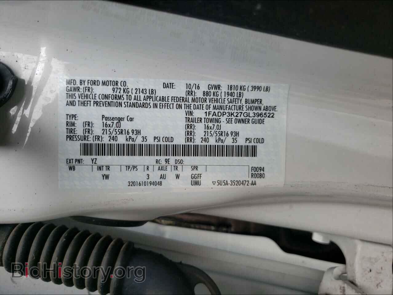 2016 FORD FOCUS - VIN: 1FADP3K27GL396522 - Фото 10
