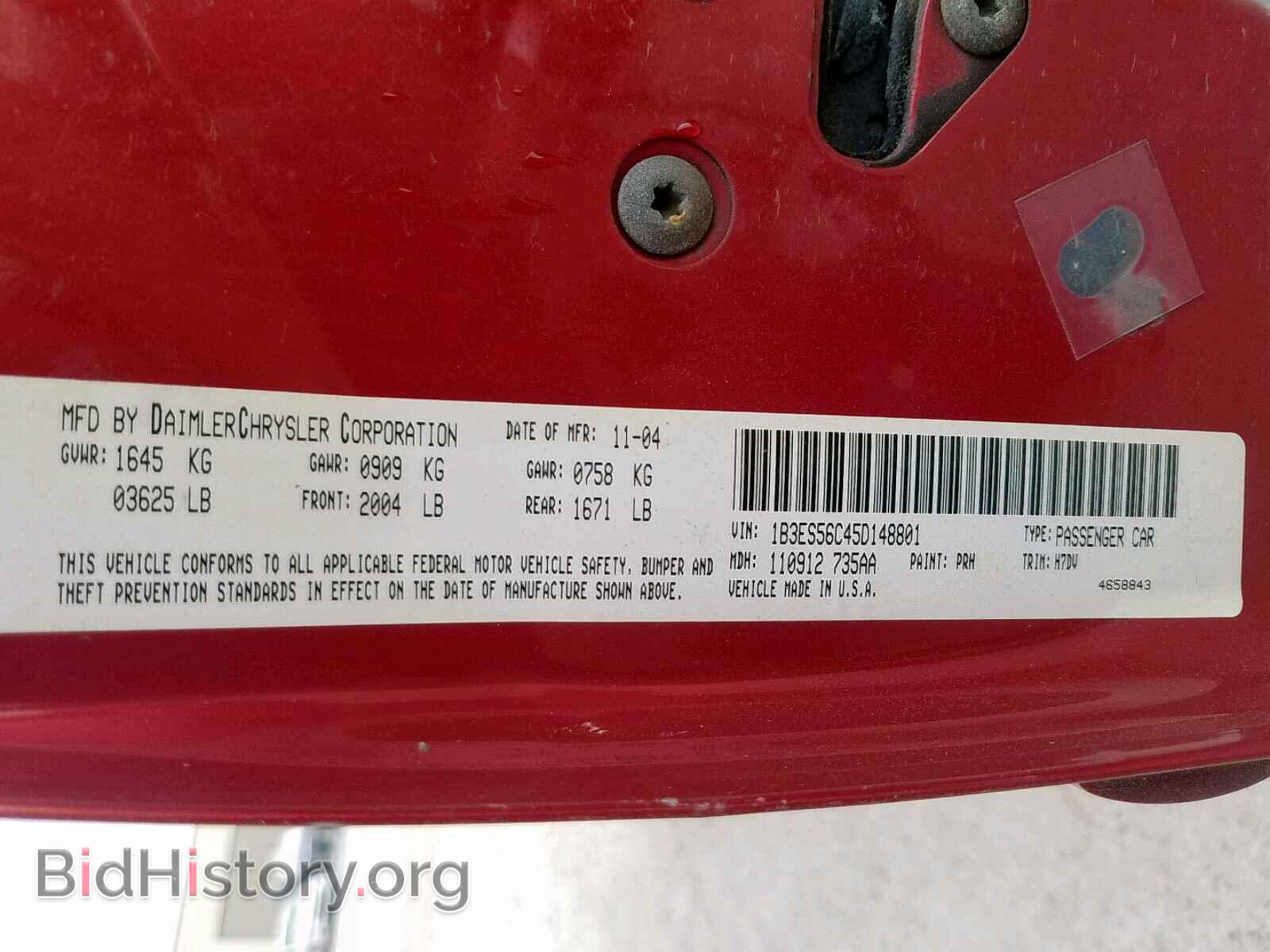 2005 DODGE NEON - VIN: 1B3ES56C45D148801 - Фото 10