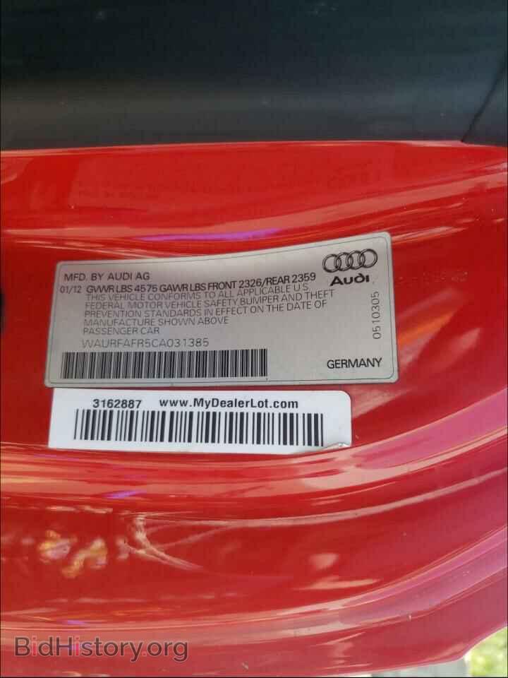2012 AUDI A5 - VIN: WAURFAFR5CA031385 - Фото 10