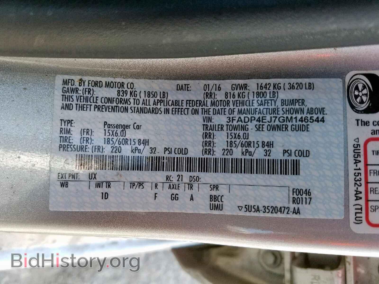 2016 FORD FIESTA - VIN: 3FADP4EJ7GM146544 - Фото 10