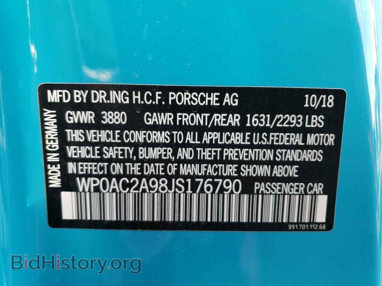 2018 PORSCHE 911 - VIN: WP0AC2A98JS176790 - Фото 10