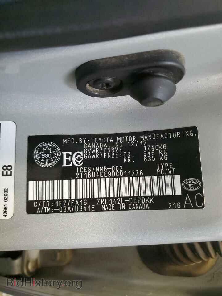 2013 TOYOTA COROLLA - VIN: 2T1BU4EE9DC011776 - Фото 12