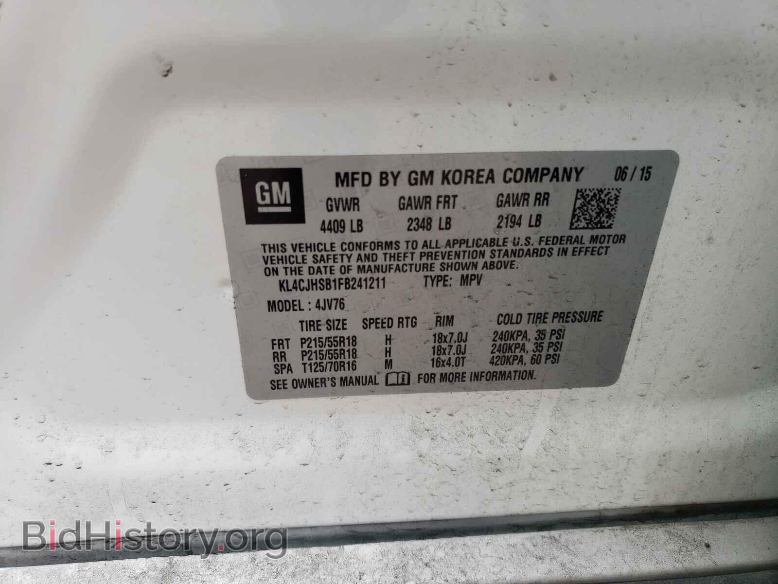 2015 BUICK ENCORE - VIN: KL4CJHSB1FB241211 - Фото 10