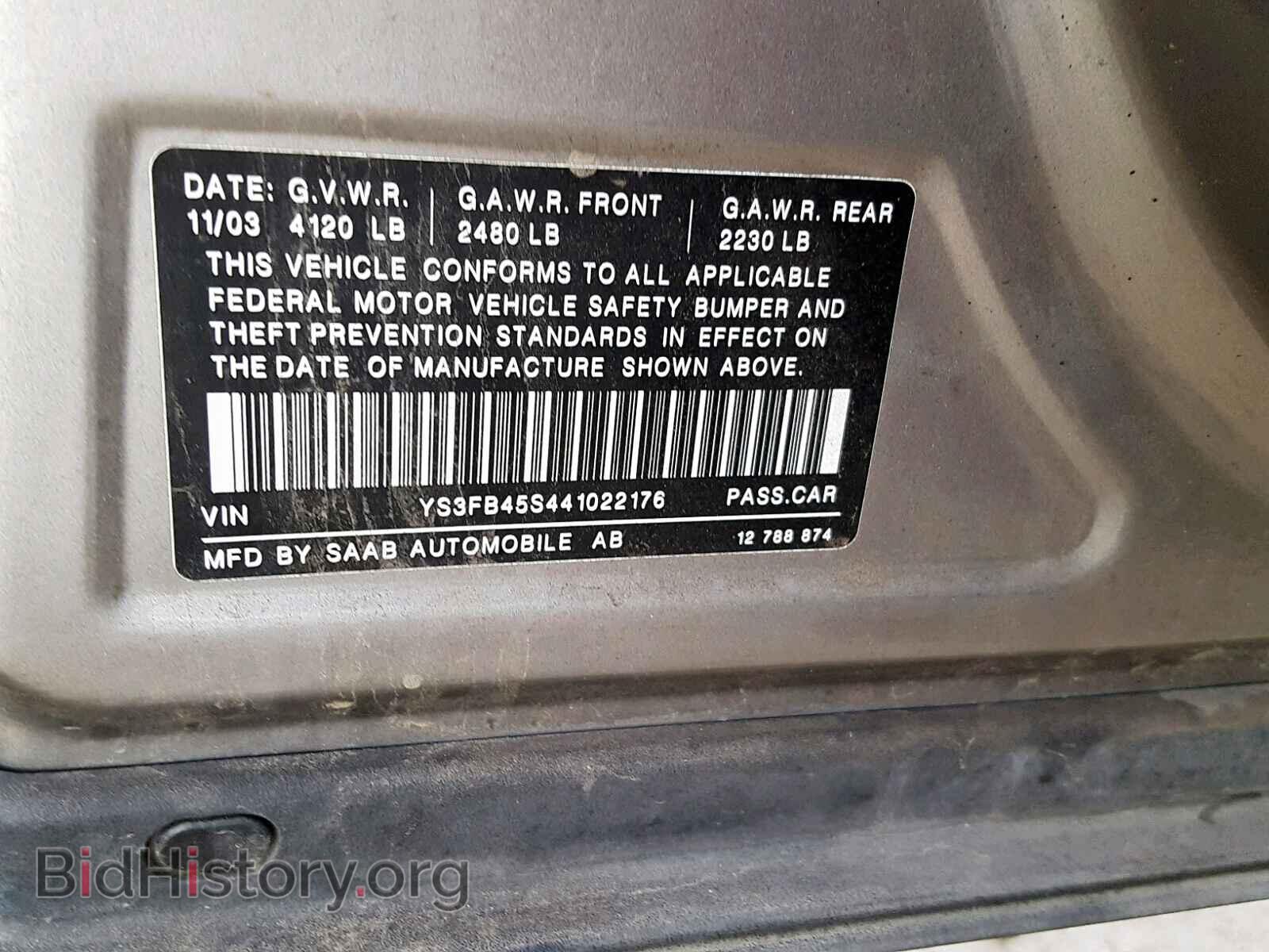 2004 SAAB 9 3 - VIN: YS3FB45S441022176 - Фото 10