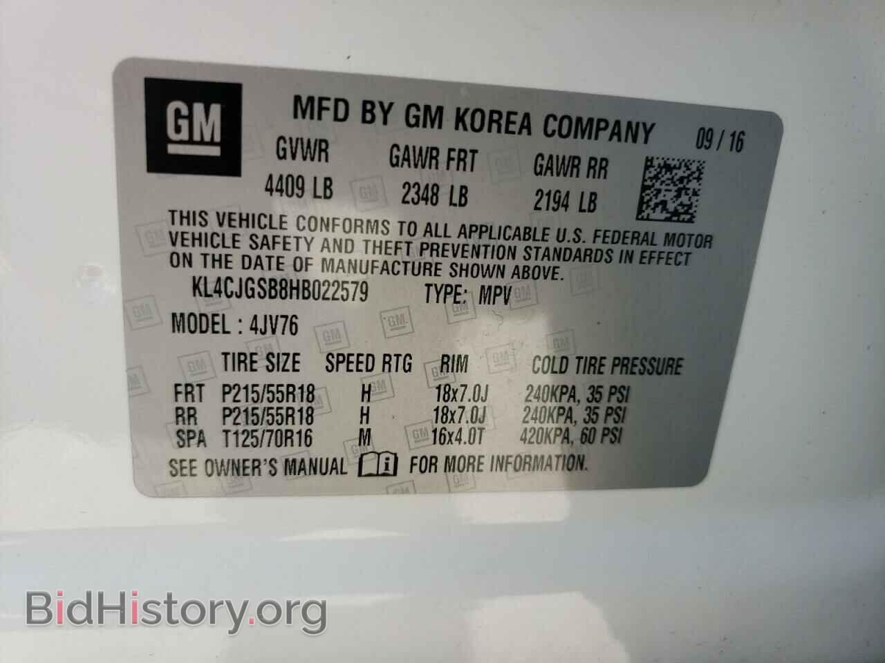 2017 BUICK ENCORE - VIN: KL4CJGSB8HB022579 - Фото 10