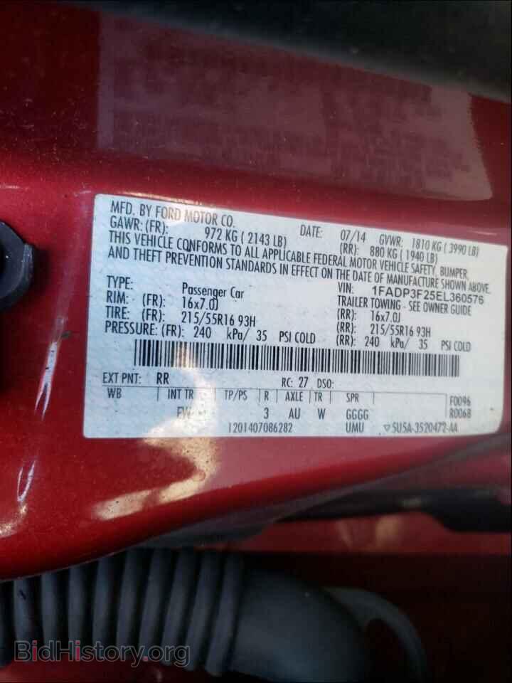 2014 FORD FOCUS - VIN: 1FADP3F25EL360576 - Фото 10