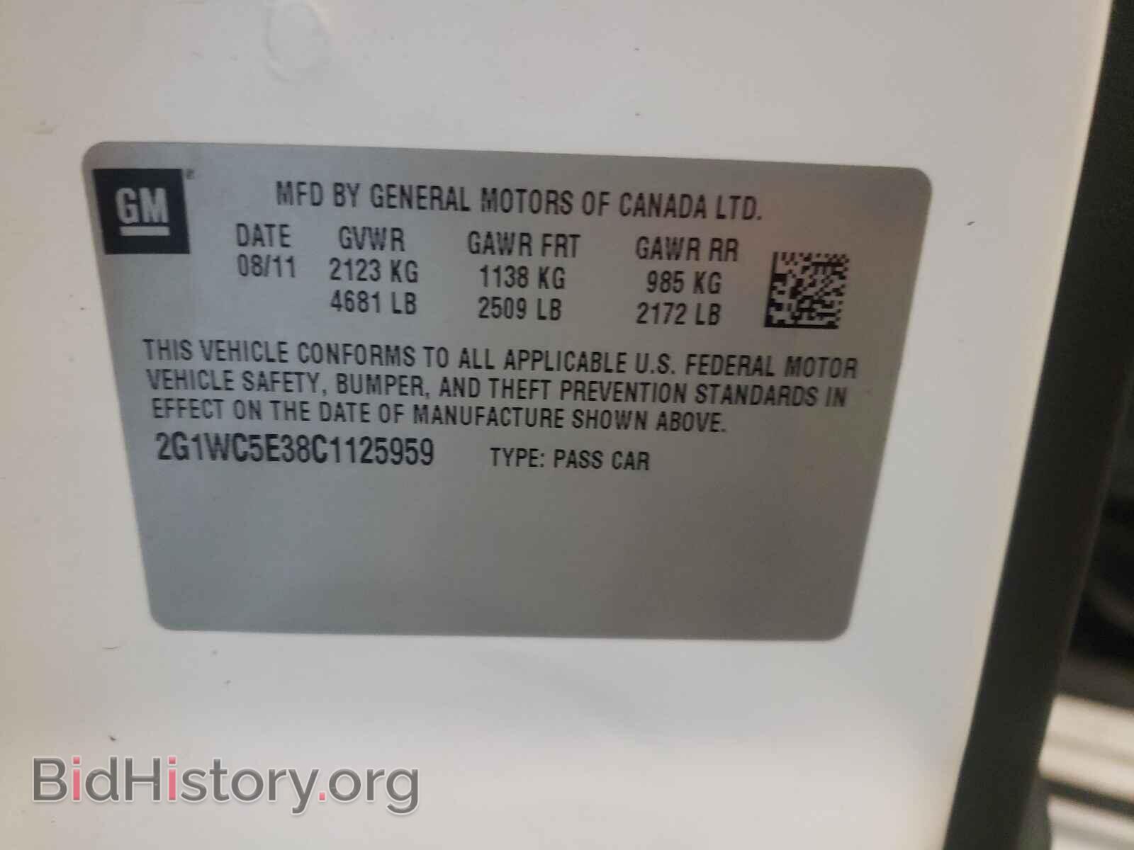 2012 CHEVROLET IMPALA - VIN: 2G1WC5E38C1125959 - Фото 10