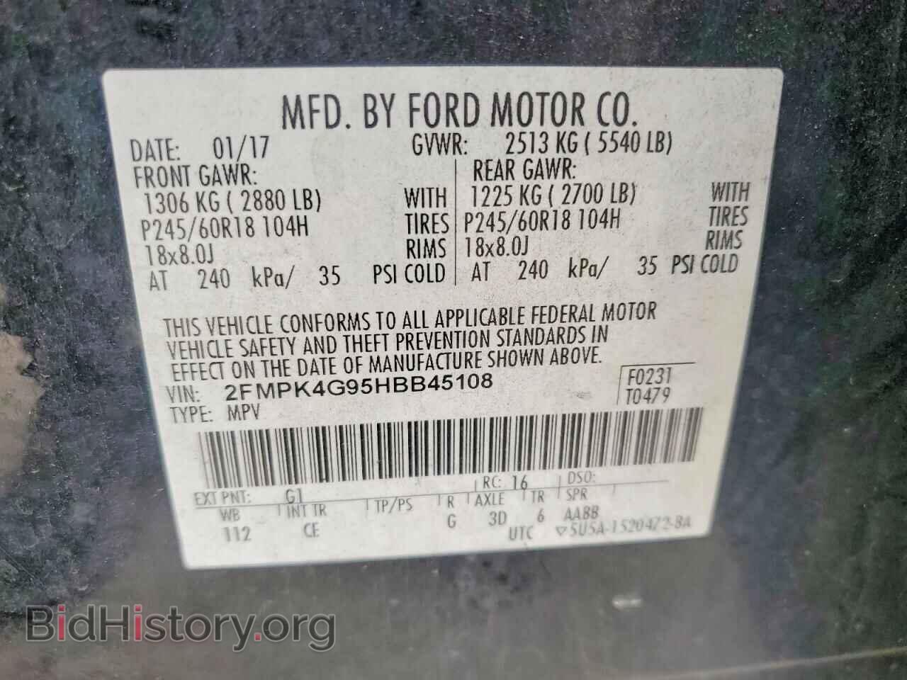 2017 FORD EDGE - VIN: 2FMPK4G95HBB45108 - Photo 13