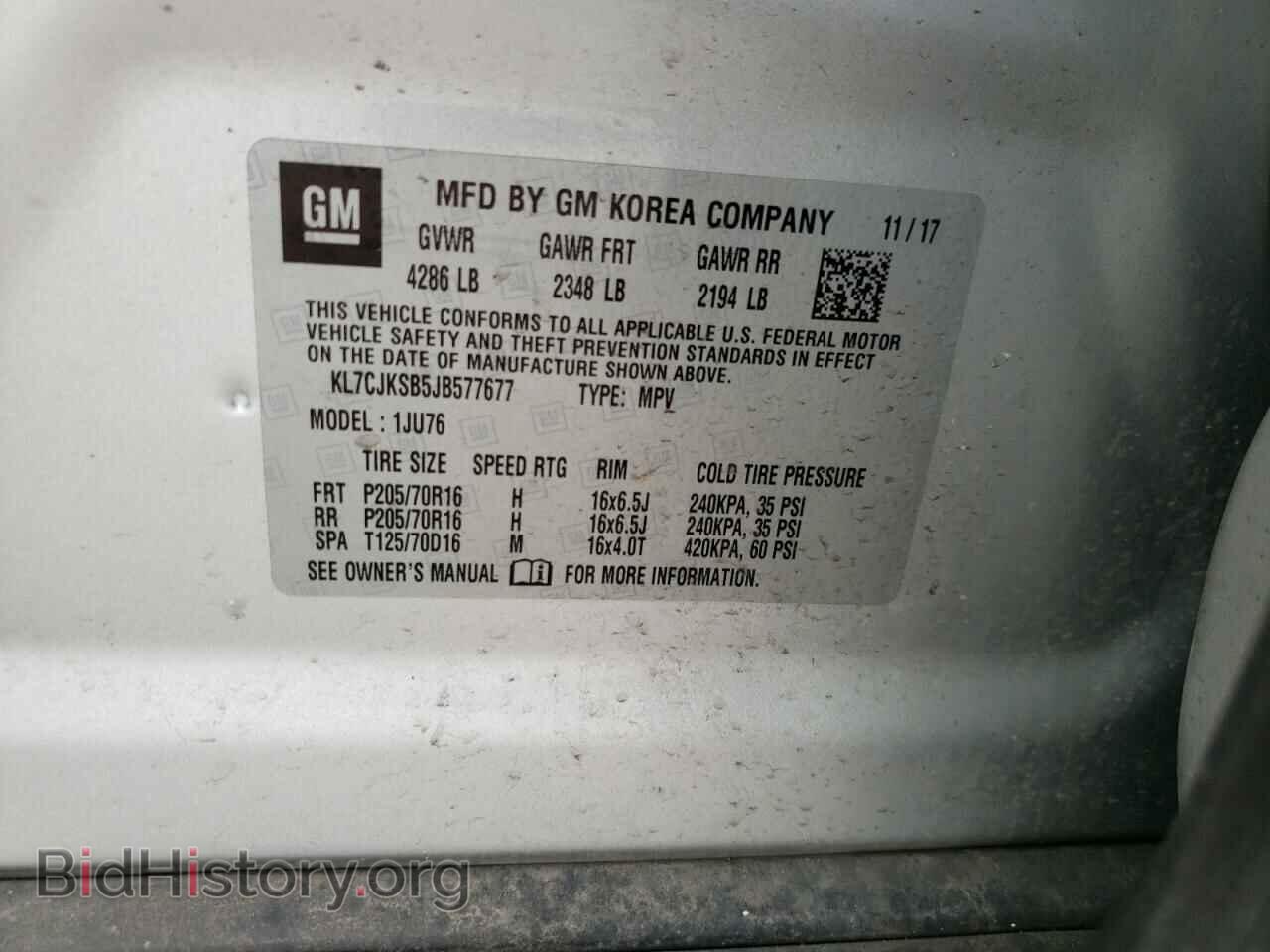 2018 CHEVROLET TRAX - VIN: KL7CJKSB5JB577677 - Фото 10