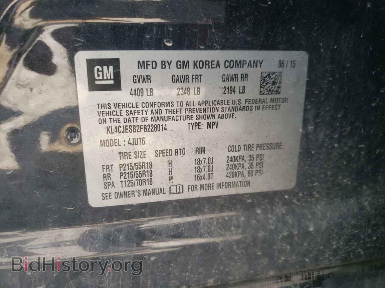 2015 BUICK ENCORE - VIN: KL4CJESB2FB228014 - Фото 10