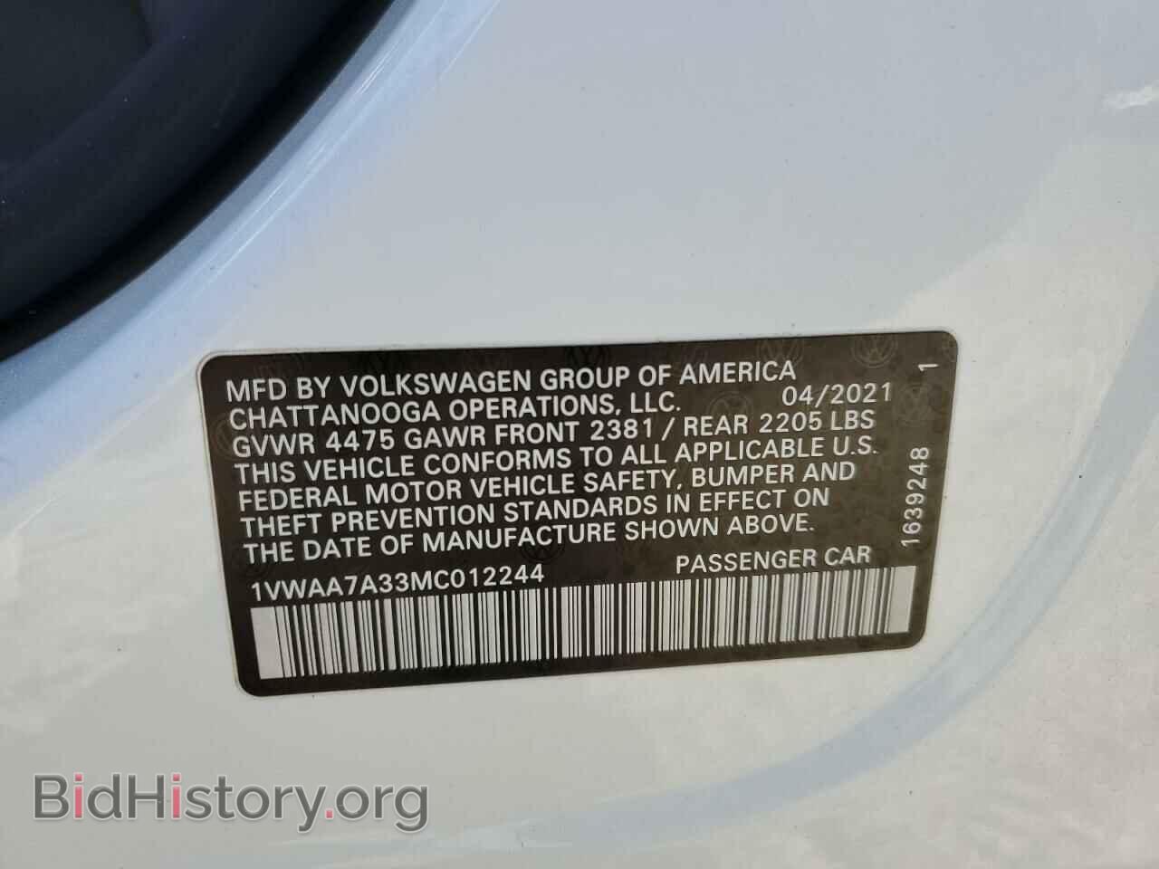2021 VOLKSWAGEN PASSAT - VIN: 1VWAA7A33MC012244 - Фото 12