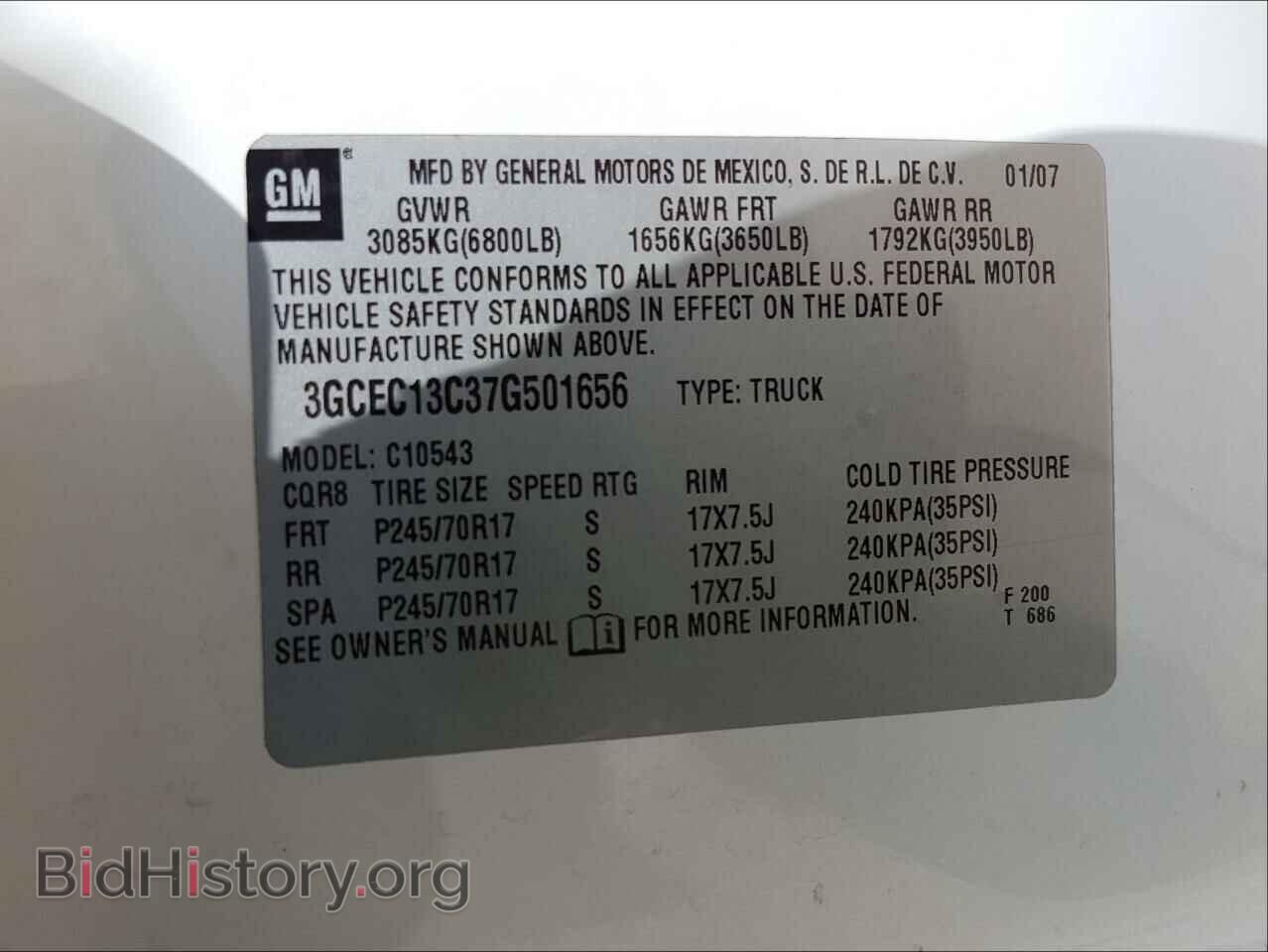 2007 CHEVROLET SILVERADO - VIN: 3GCEC13C37G501656 - Фото 10