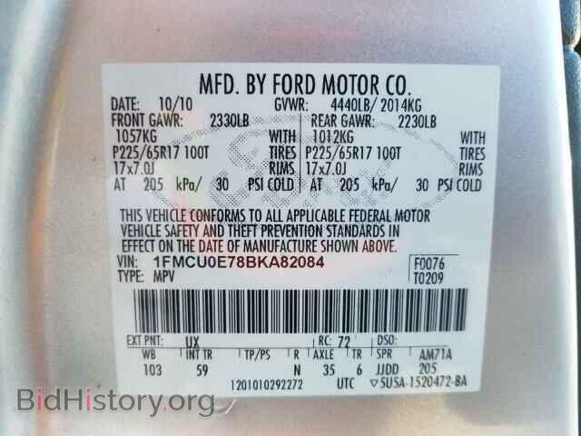 2011 FORD ESCAPE - VIN: 1FMCU0E78BKA82084 - Фото 10