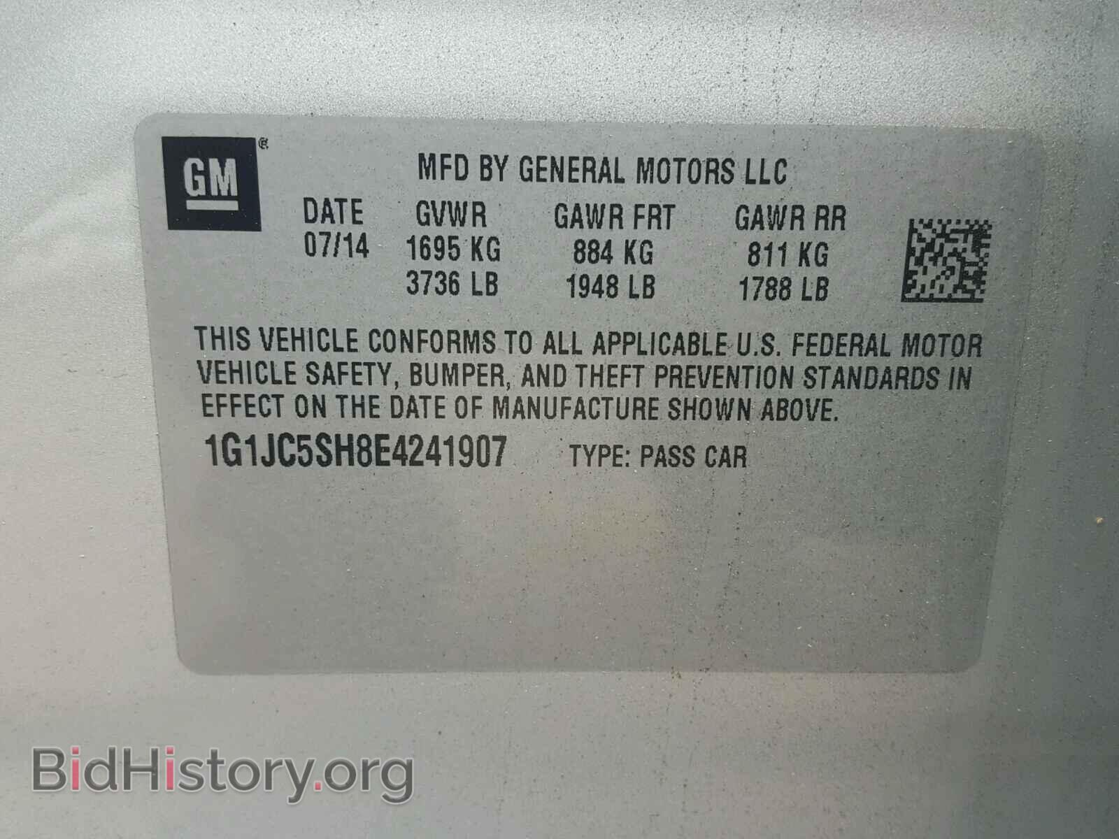 2014 CHEVROLET SONIC - VIN: 1G1JC5SH8E4241907 - Фото 10