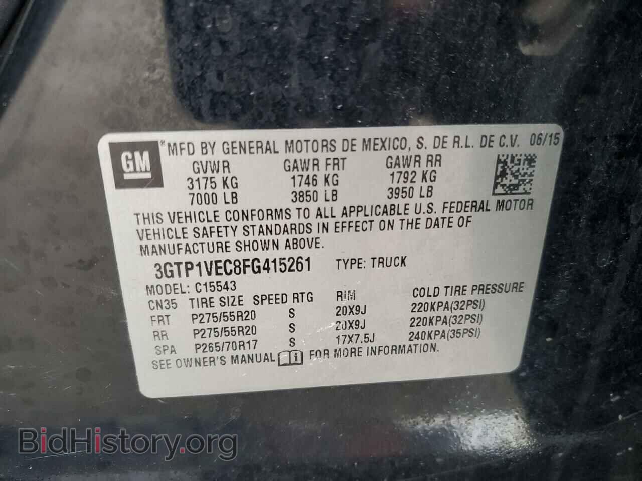 2015 GMC SIERRA - VIN: 3GTP1VEC8FG415261 - Photo 12