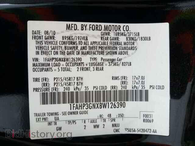 2011 FORD FOCUS - VIN: 1FAHP3GNXBW126390 - Фото 10