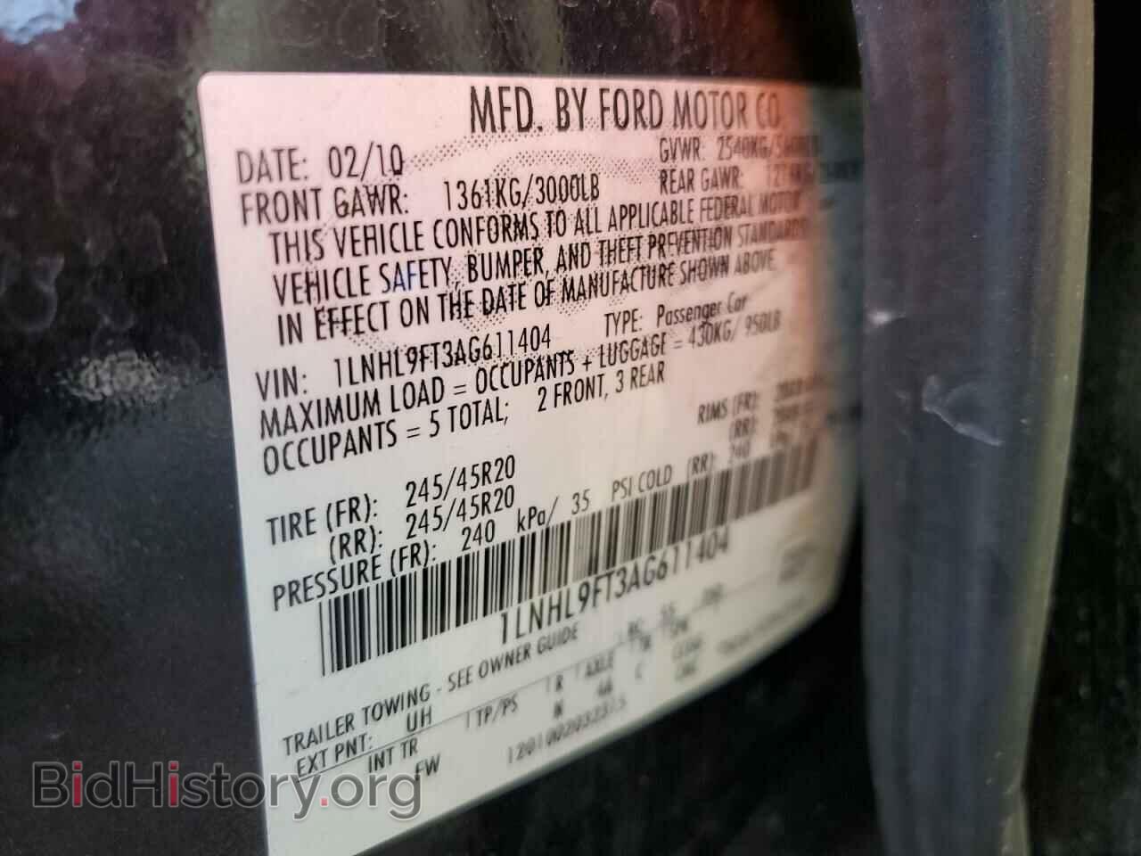 2010 LINCOLN MKS - VIN: 1LNHL9FT3AG611404 - Фото 12