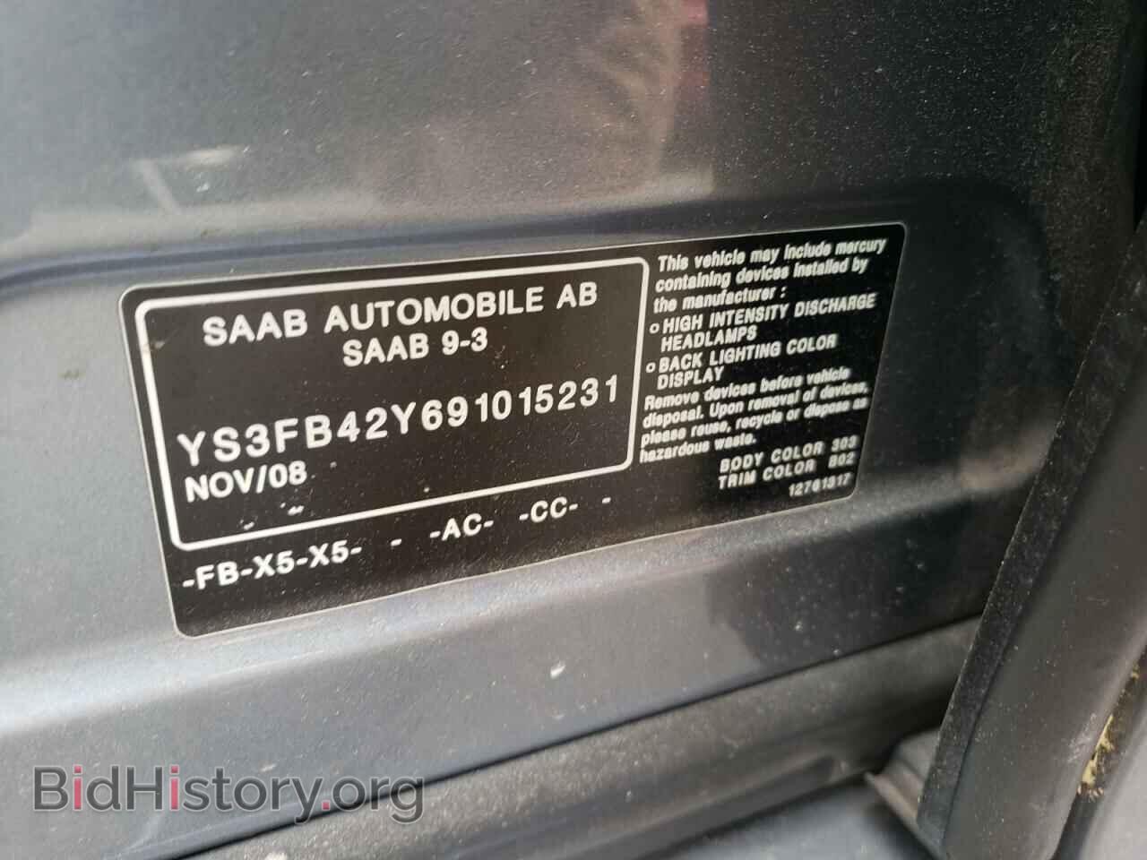 2009 SAAB 9 3 - VIN: YS3FB42Y691015231 - Фото 10