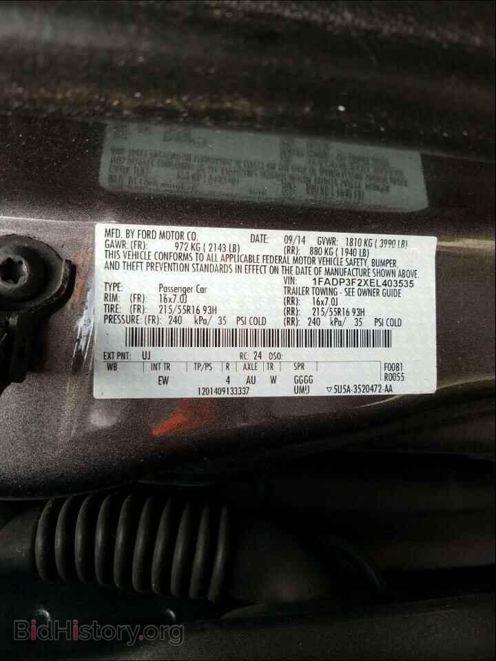 2014 FORD FOCUS - VIN: 1FADP3F2XEL403535 - Фото 10