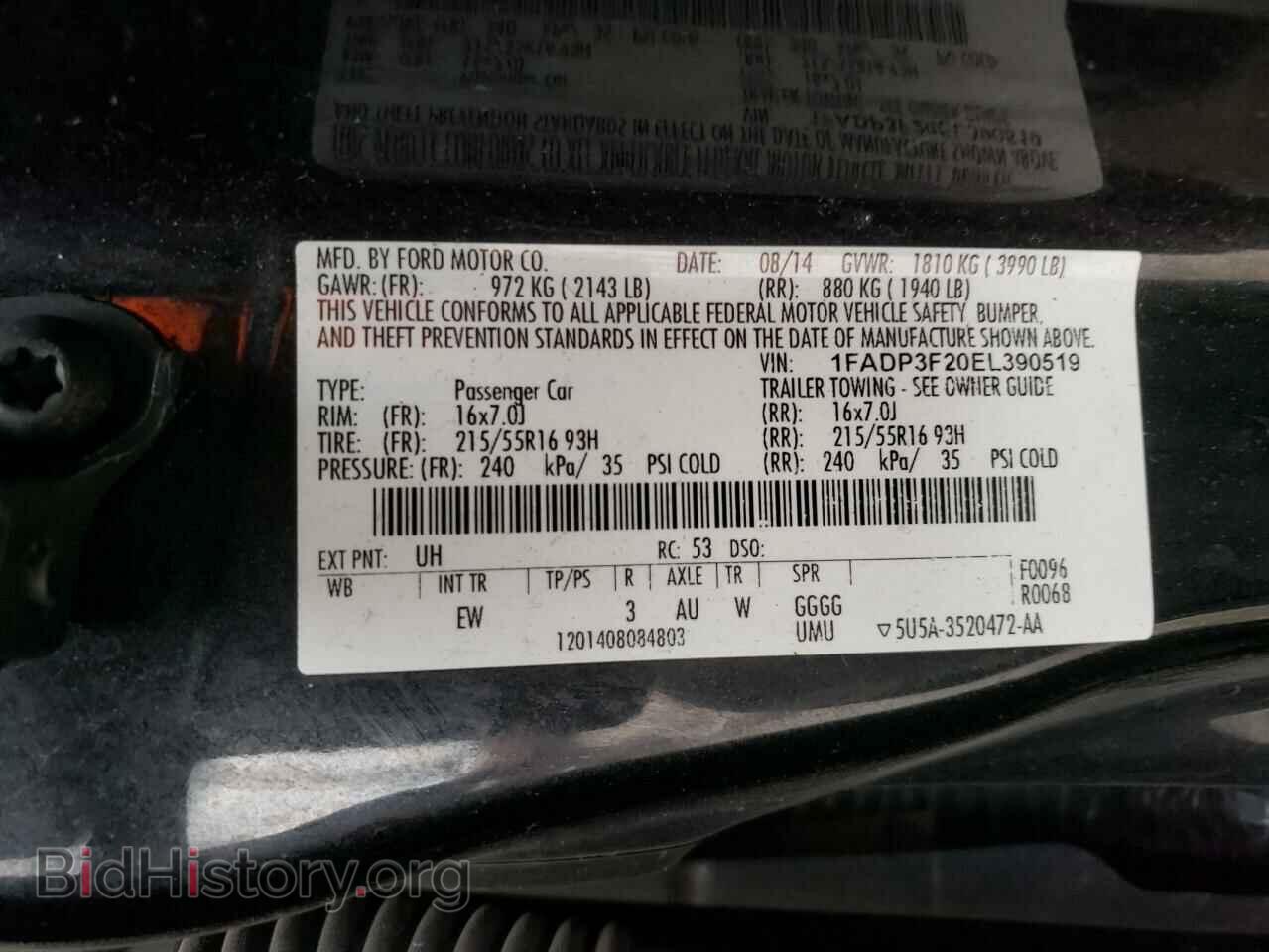 2014 FORD FOCUS - VIN: 1FADP3F20EL390519 - Фото 10