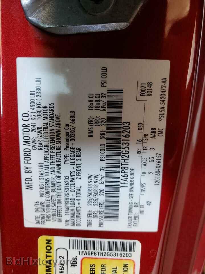 2016 FORD ALL Models - VIN: 1FA6P8TH2G5316203 - Фото 12