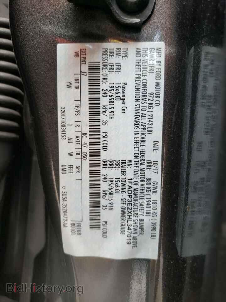 2017 FORD FOCUS - VIN: 1FADP3E2XHL347019 - Фото 10