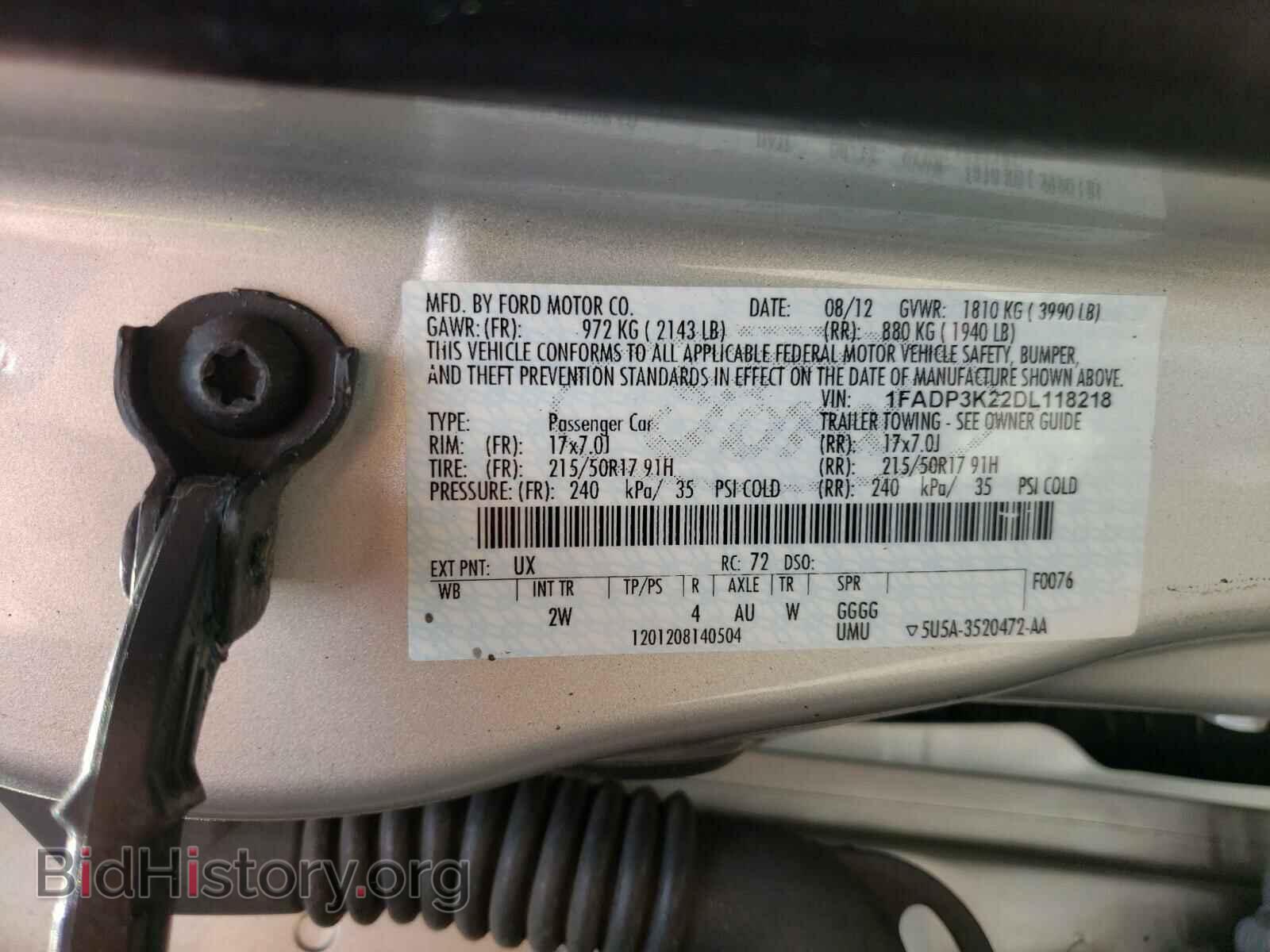 2013 FORD FOCUS - VIN: 1FADP3K22DL118218 - Фото 10