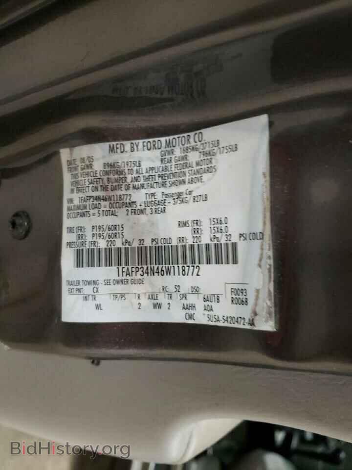 2006 FORD FOCUS - VIN: 1FAFP34N46W118772 - Фото 10